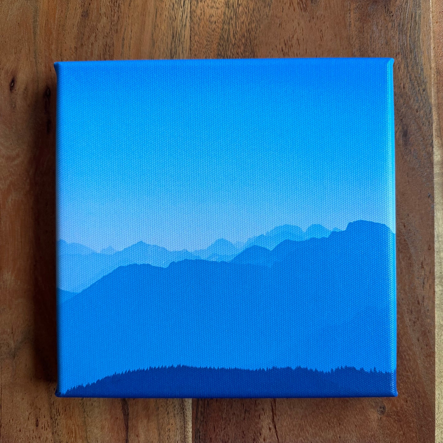 4x Blaues Land auf Leinwand (je 20x20cm)