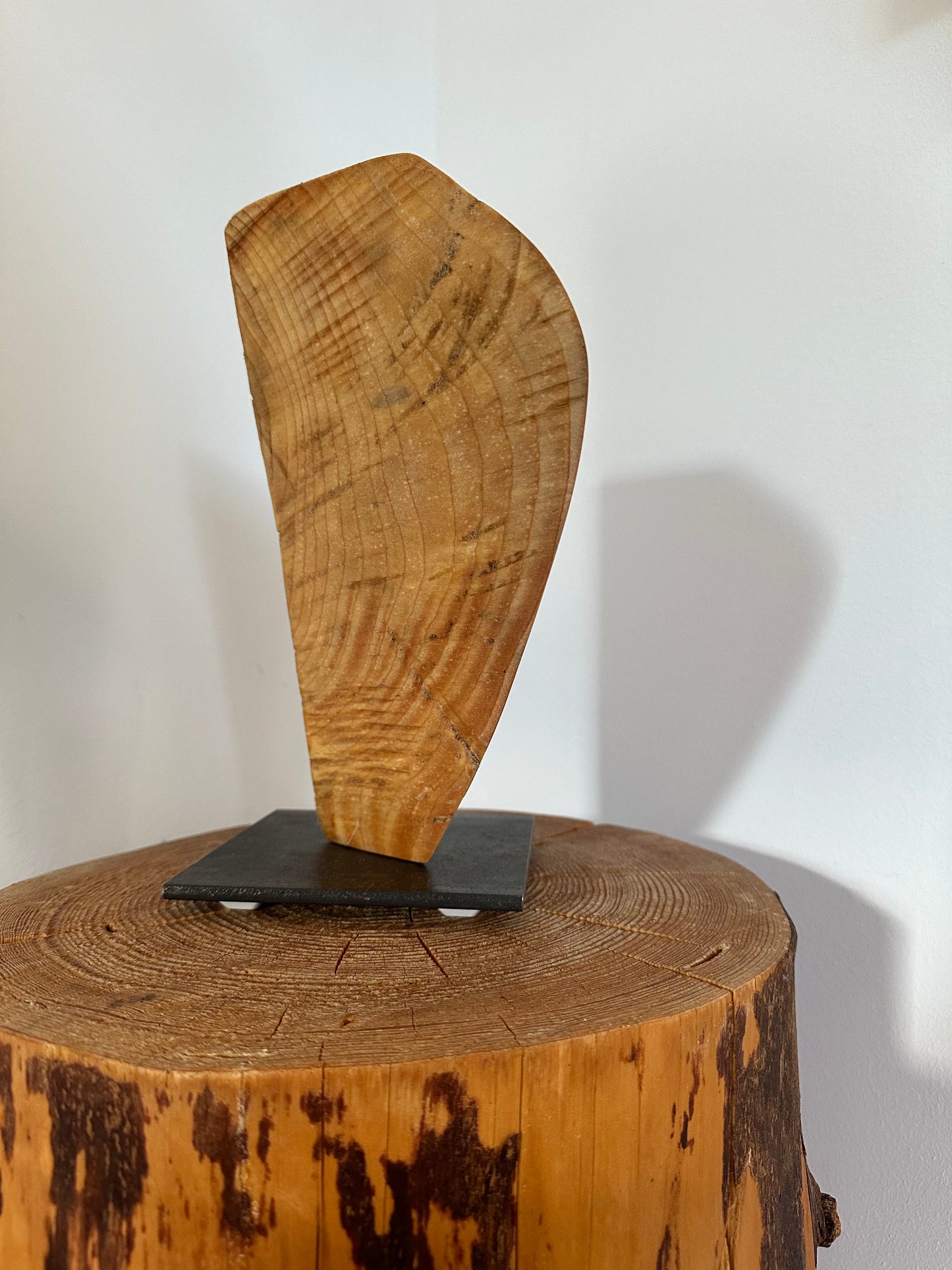 Einzigartige Holzskulptur auf Stahlplatte - Handgefertigt von lgnm.art #2024-2
